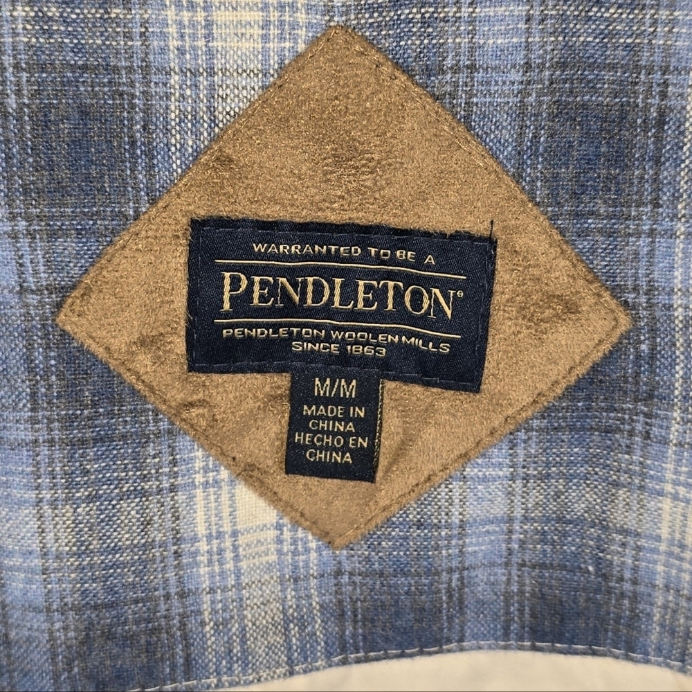Pendleton Sherpa Jacket Deep Pile Fleece Full Zip Pocket Plaid Detail Women M - Picture 9 of 12